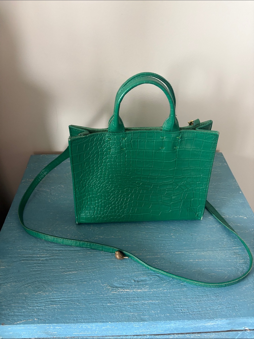 Vintage Sarah Stewart green leather bag